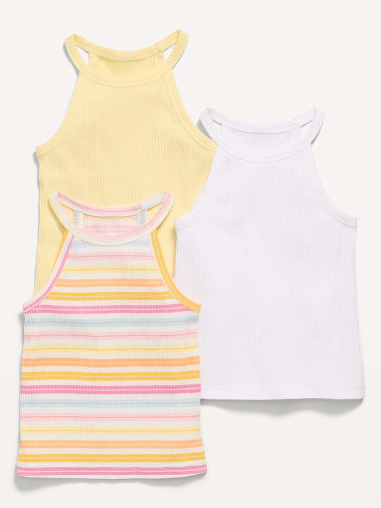 Fitted Halter Tank Tops 3-Pack for Toddler Girls