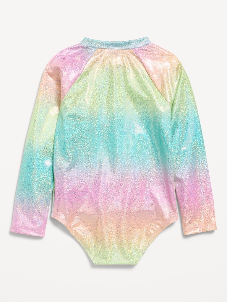 Long-Sleeve Rashguard One-Piece Swimsuit for Toddler Girls