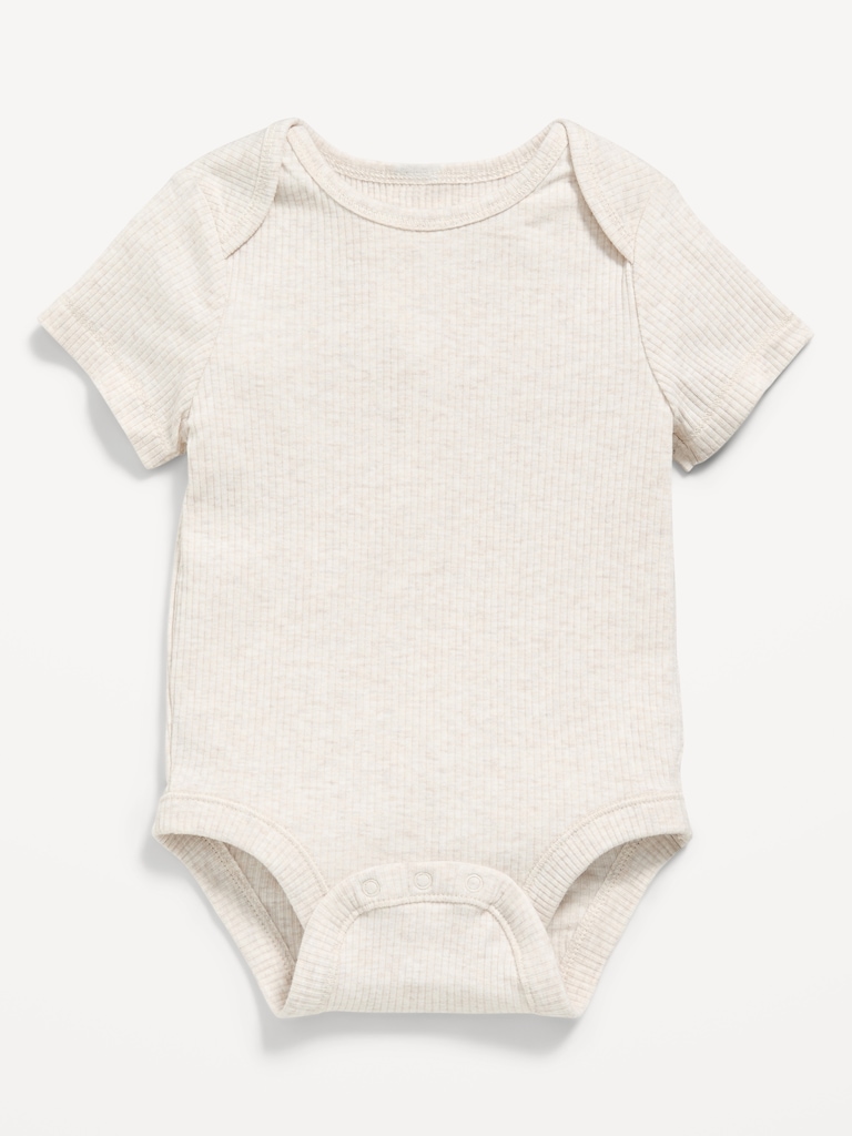 Unisex Short-Sleeve Ribbed Bodysuit for Baby