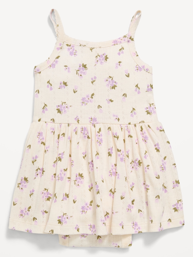 Printed Pointelle-Knit Bodysuit Dress for Baby