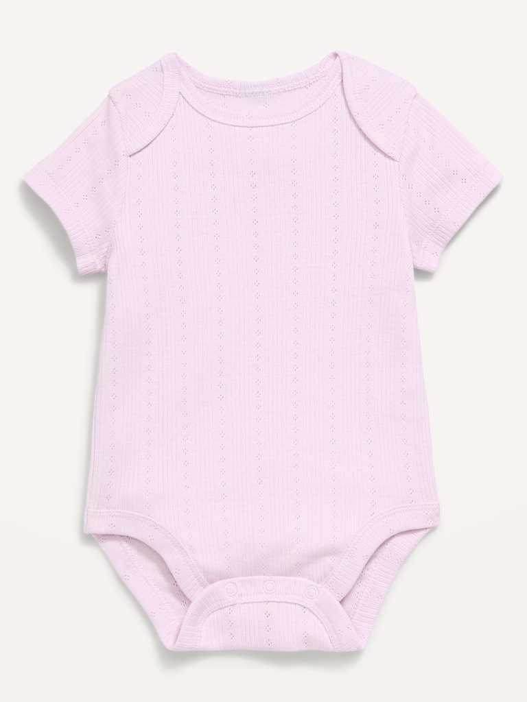 Short-Sleeve Pointelle-Knit Bodysuit for Baby