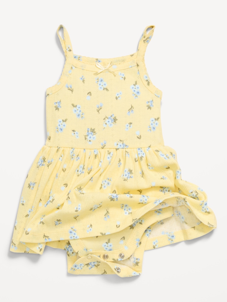 Printed Pointelle-Knit Bodysuit Dress for Baby