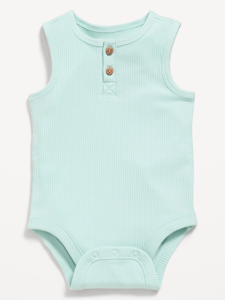Sleeveless Ribbed Henley Bodysuit for Baby