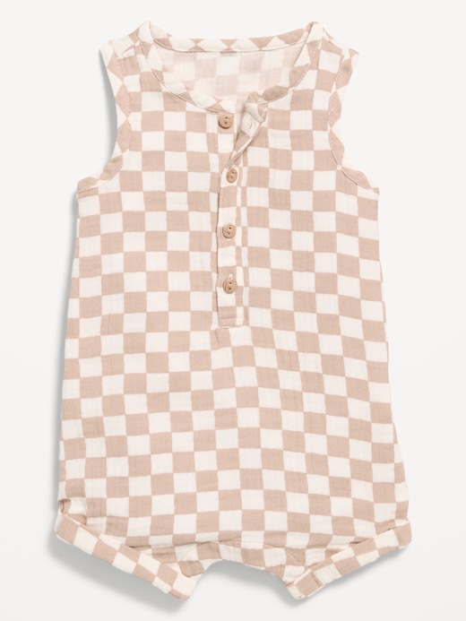 Sleeveless Sleeveless Double-Weave Henley One-Piece Romper for Baby on clearance at Old Navy — 30% off