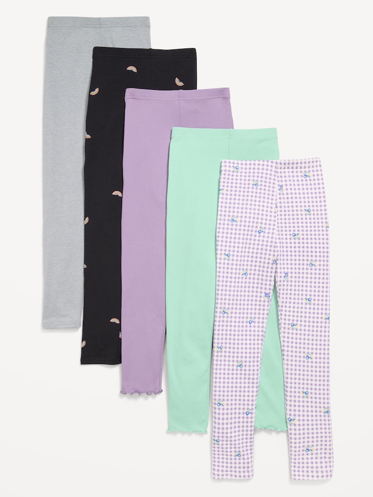 Full-Length Leggings Variety 5-Pack for Girls