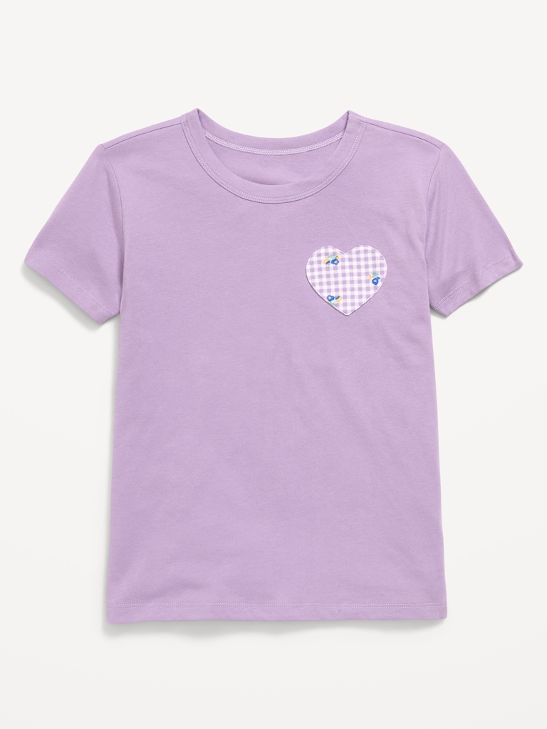 Softest Short-Sleeve Heart-Pocket T-Shirt for Girls
