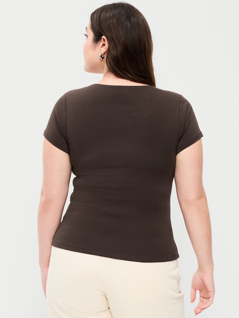 Hug Double-Layer Scoop-Neck Top