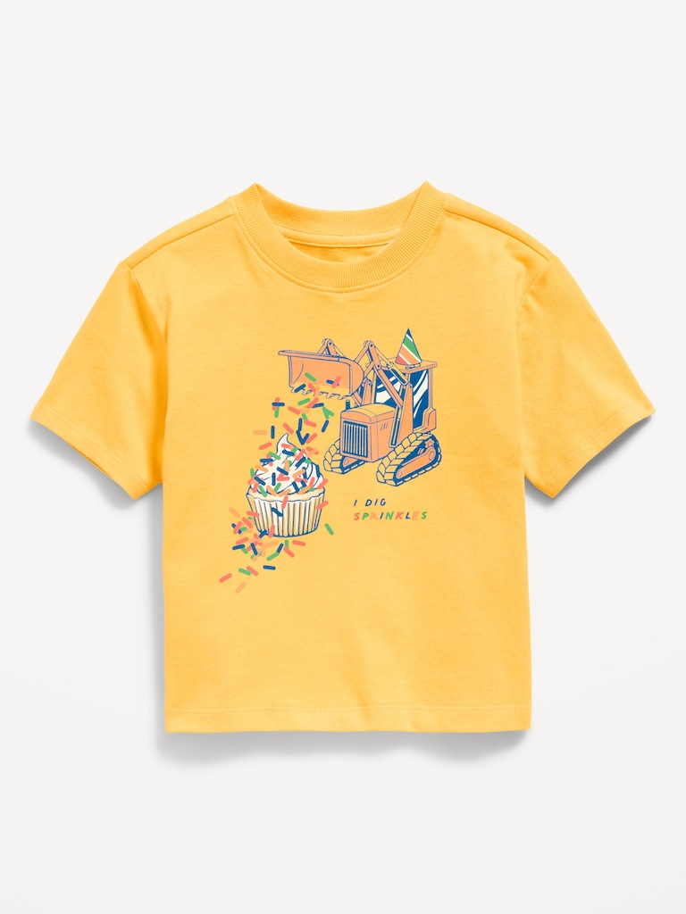 Oversized Short-Sleeve Birthday Graphic T-Shirt for Toddler Boys