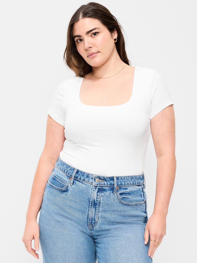 Hug Double-Layer Scoop-Neck Top