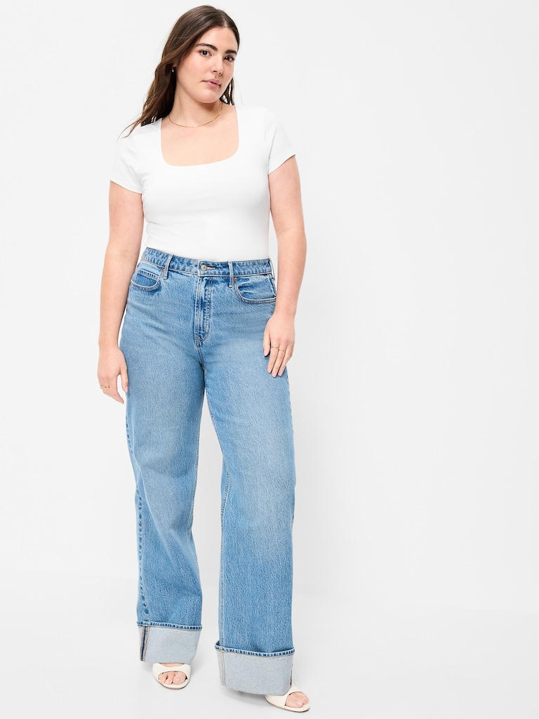 Hug Double-Layer Scoop-Neck Top