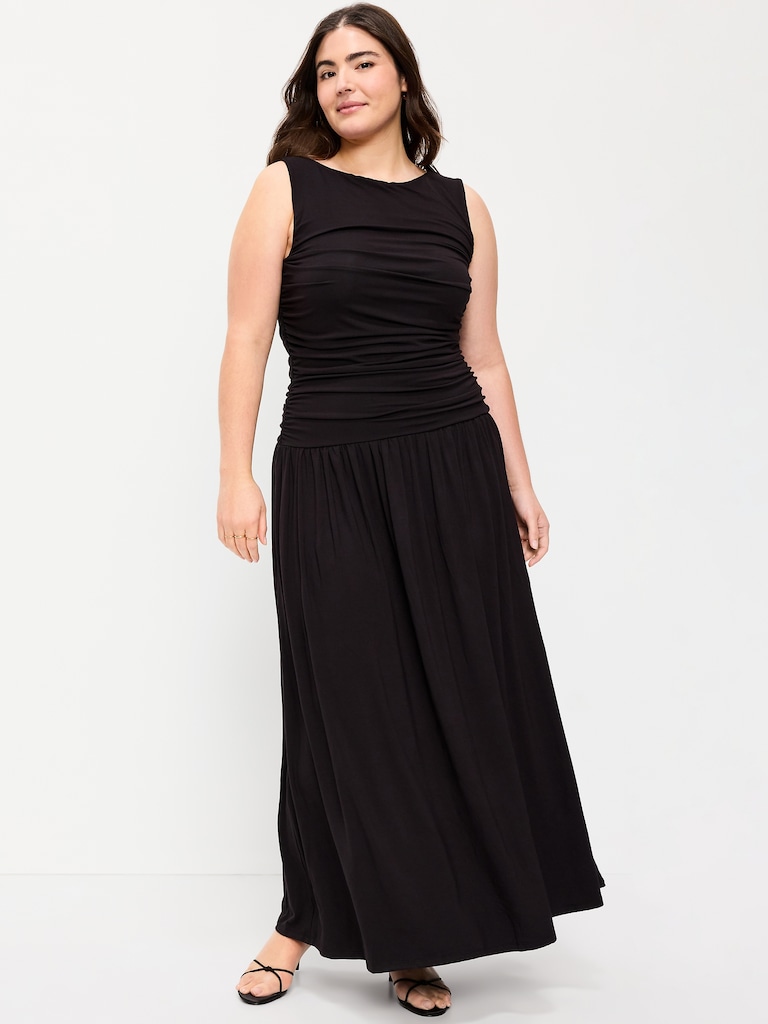Fit & Flare Drop-Waist Maxi Dress