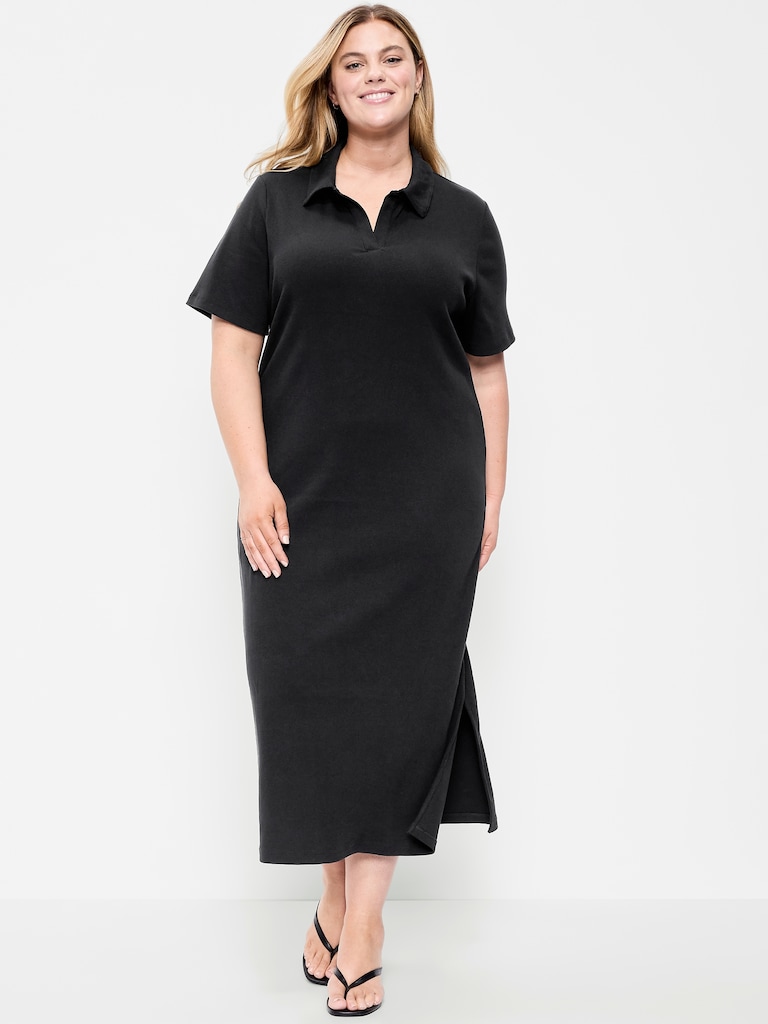 Short-Sleeve Polo Midi Dress