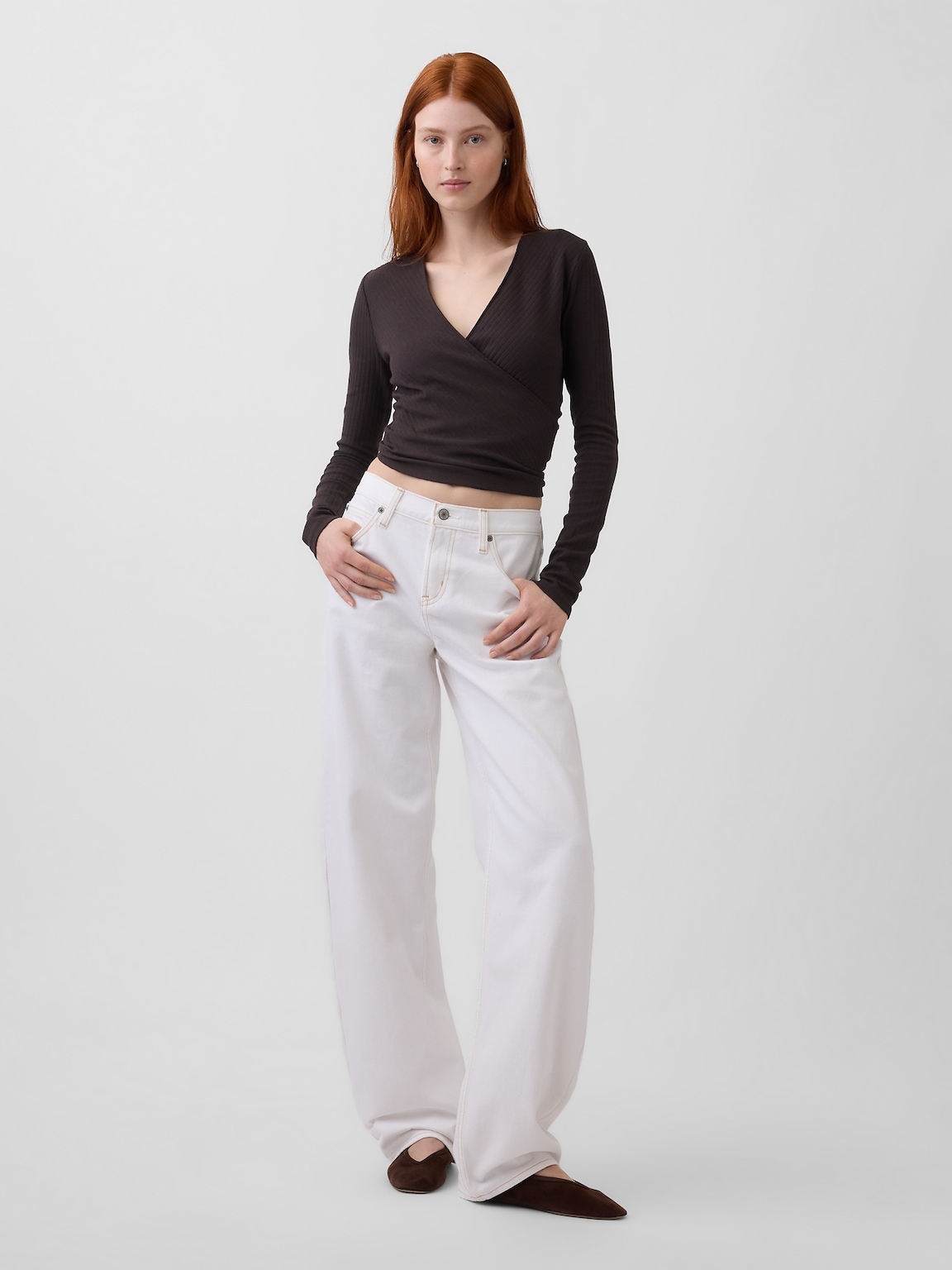 Modern Wide Rib Wrap V-Neck T-Shirt