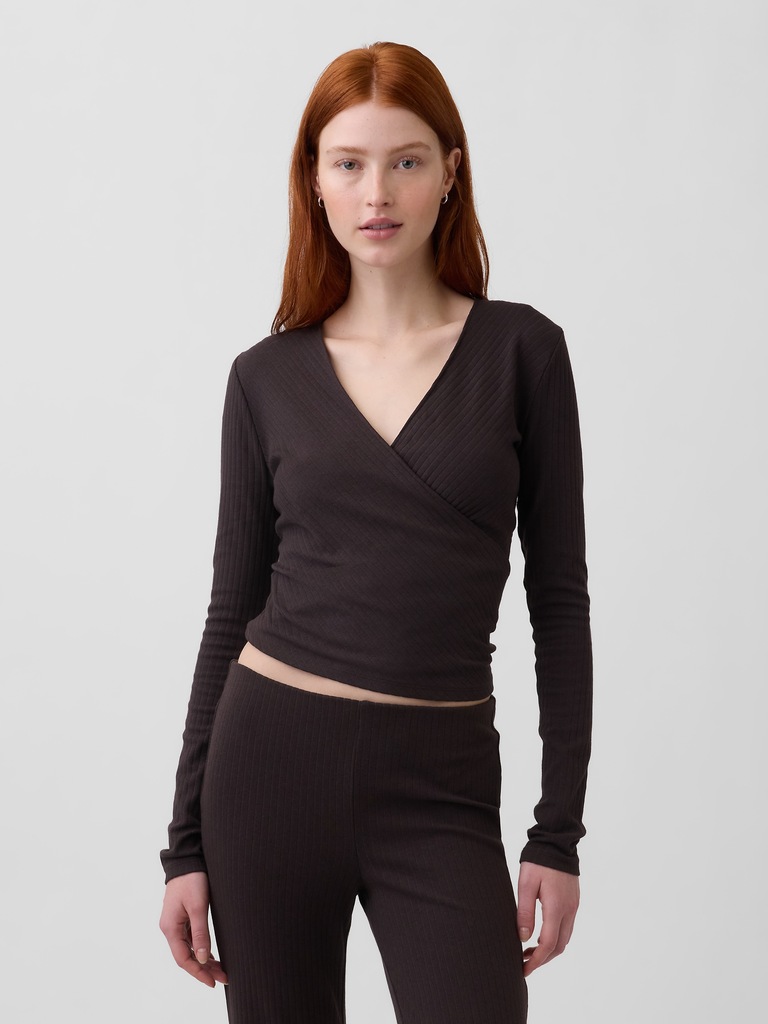 Modern Wide Rib Wrap V-Neck T-Shirt