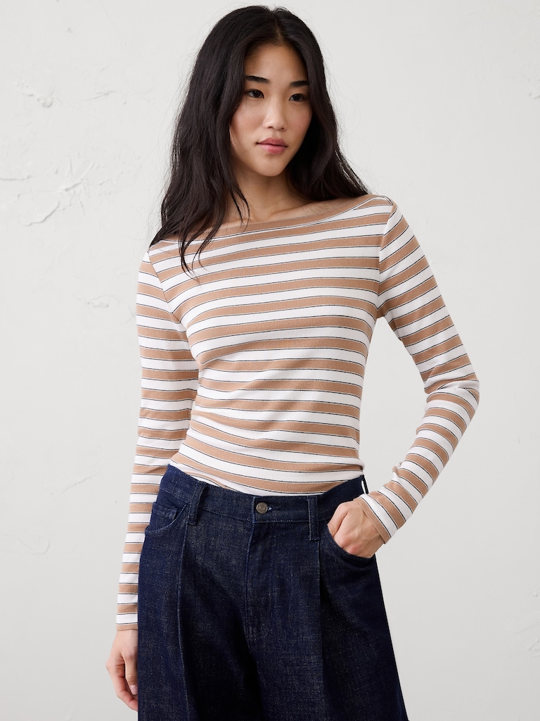 Ribbed Boatneck Top