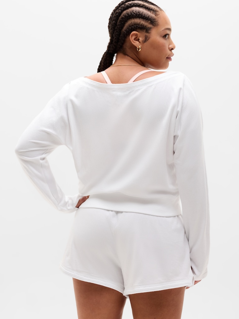 Airy Cotton Terry Boat Neck Sweatshirt