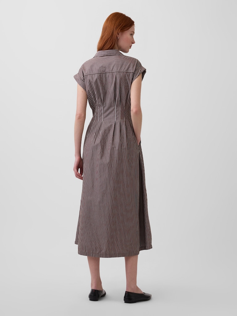 Poplin Cinched Midi Shirtdress