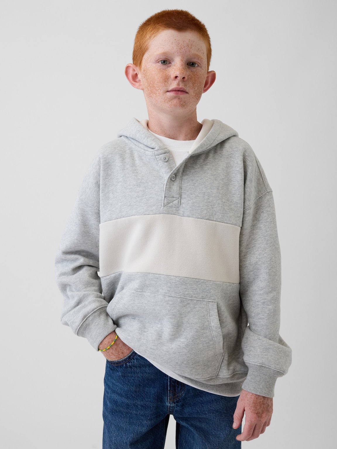 Kids VintageSoft Relaxed Henley Hoodie