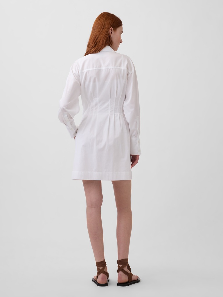 Pleated Mini Shirtdress