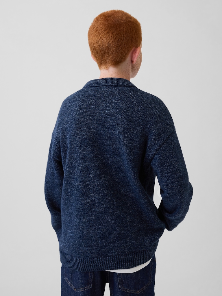 Kids Relaxed Polo Cardigan Sweater