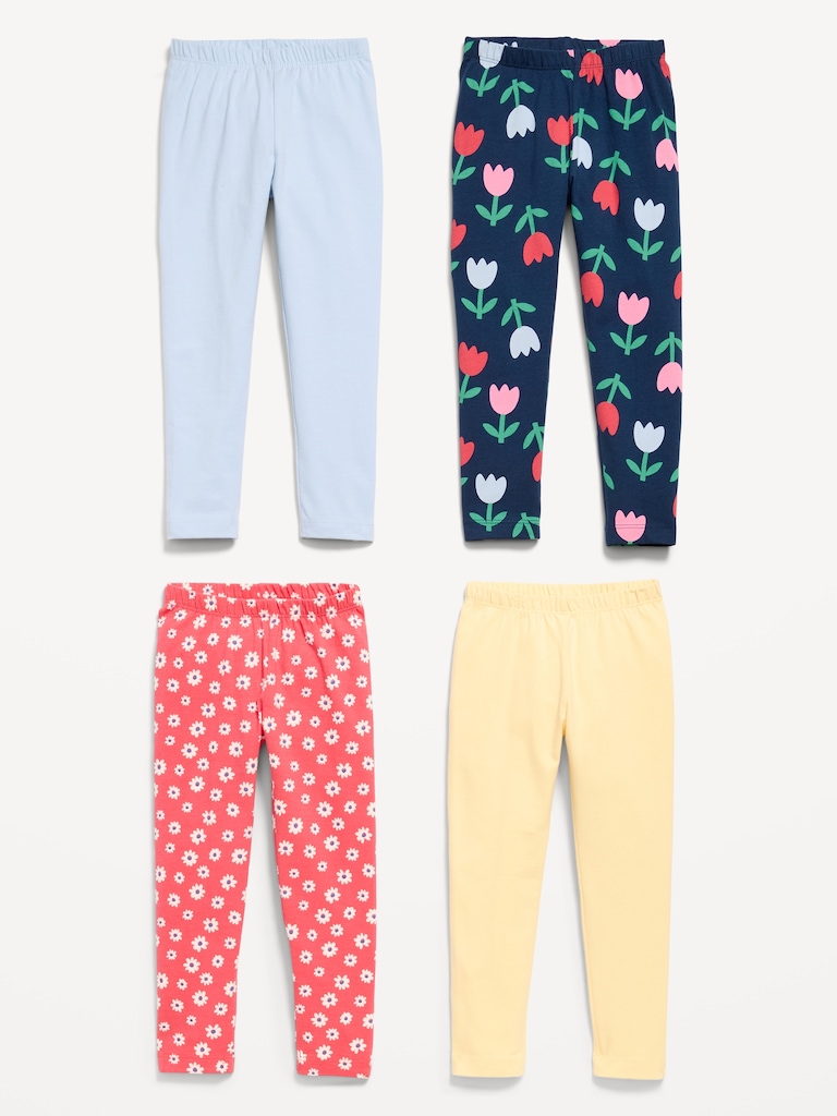 4-Pack Full-Length Jersey Leggings for Toddler Girls