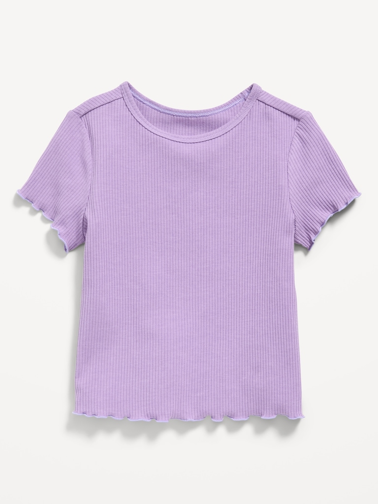 Short-Sleeve Lettuce-Edge T-Shirt for Toddler Girls