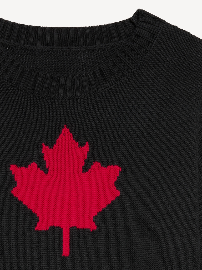 Crew-Neck Canada Flag-Graphic Sweater