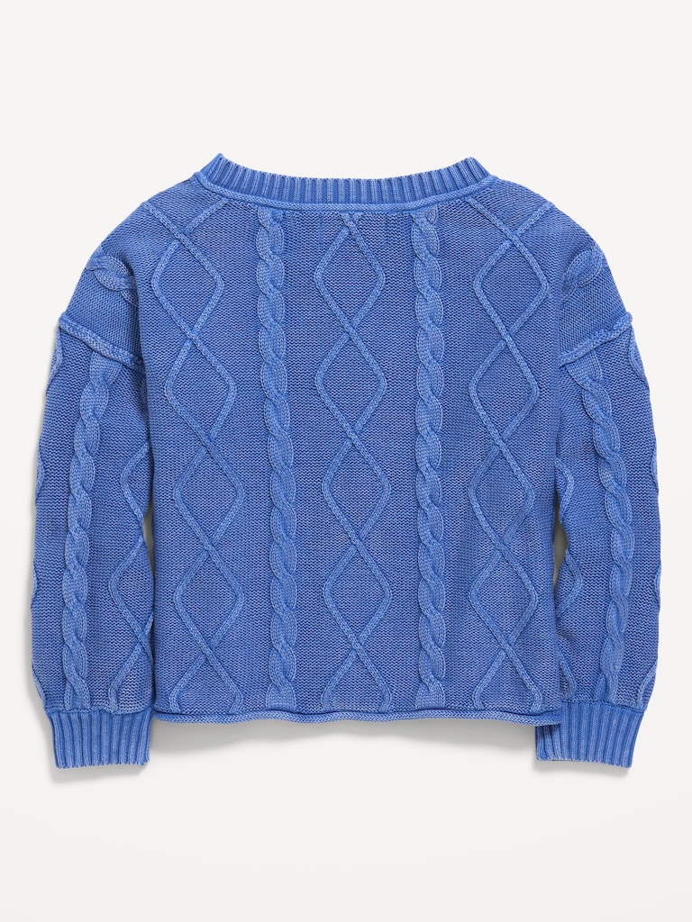 Oversized Long-Sleeve Cable-Knit Sweater for Girls