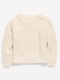 Oversized Long-Sleeve Cable-Knit Sweater for Girls