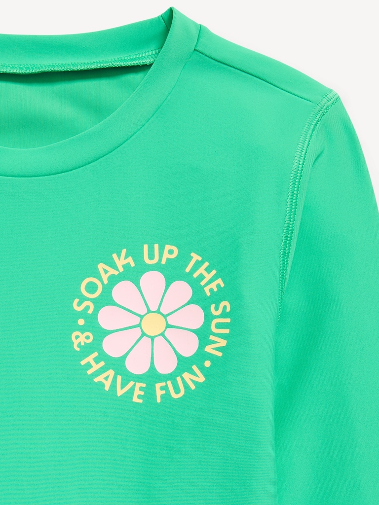 Long-Sleeve Graphic Rashguard Swim Top for Girls