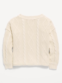 Oversized Long-Sleeve Cable-Knit Sweater for Girls