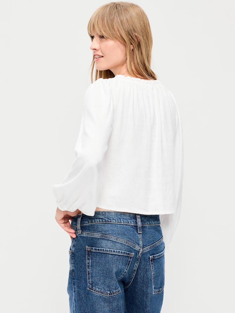 Long-Sleeve Button-Down Top