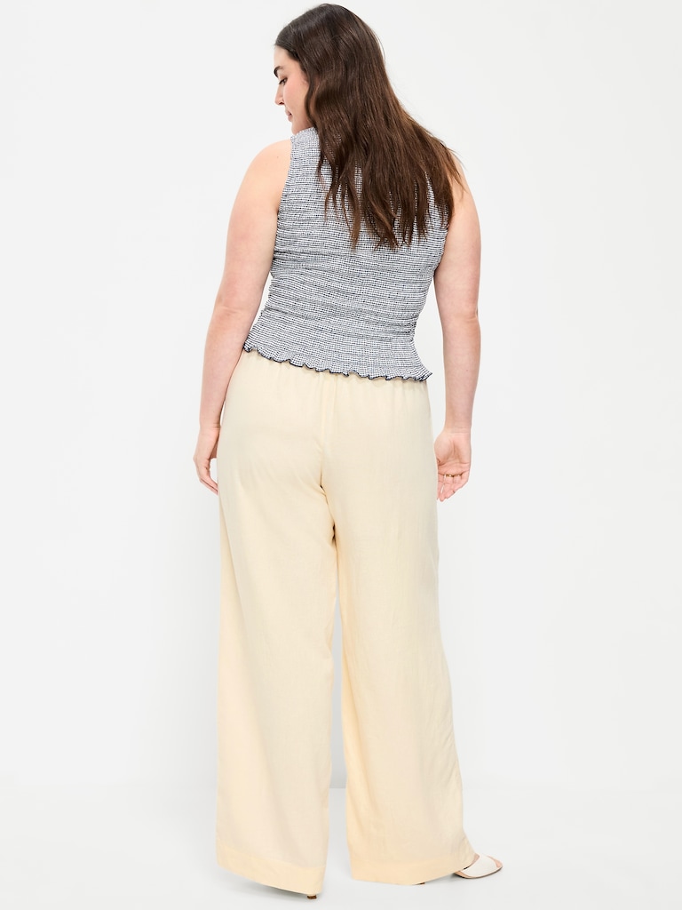 High-Waisted Linen-Blend Wide-Leg Pants