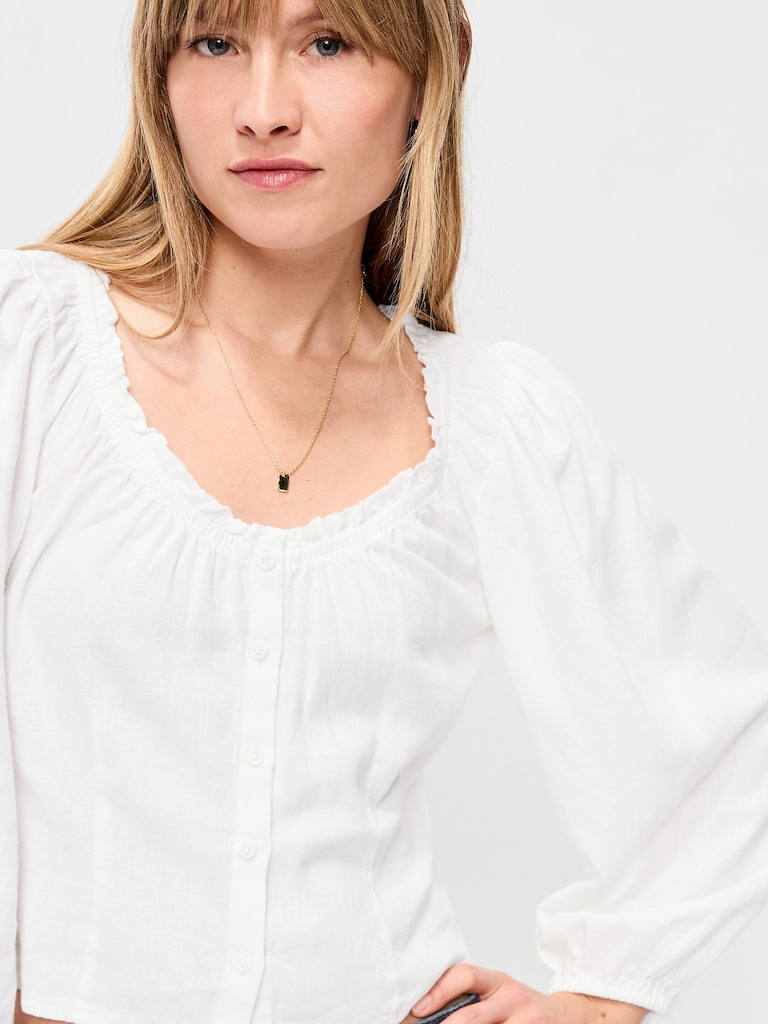 Long-Sleeve Button-Down Top