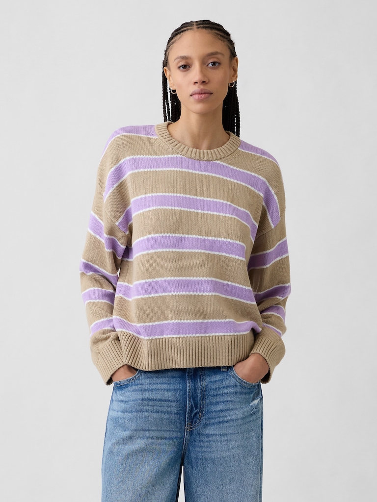 Relaxed Cotton Crewneck Sweater