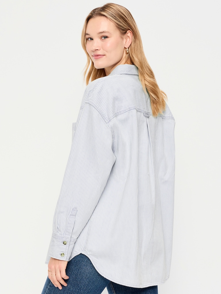 Oversized Boyfriend Button-Down Jean Shirt