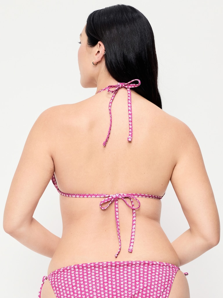 Pique Triangle String Bikini Swim Top