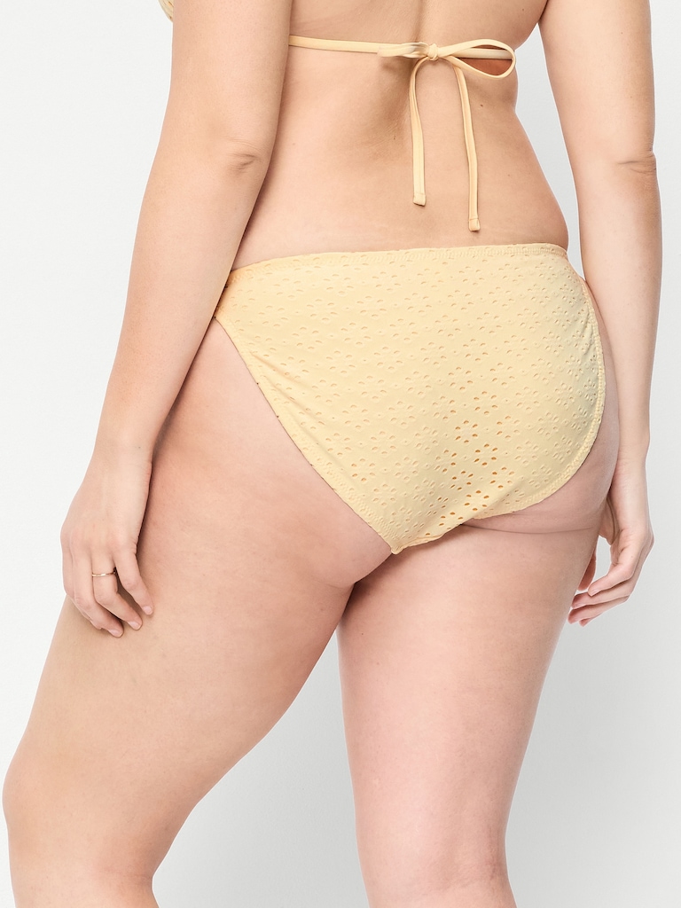 Eyelet String Bikini Swim Bottoms