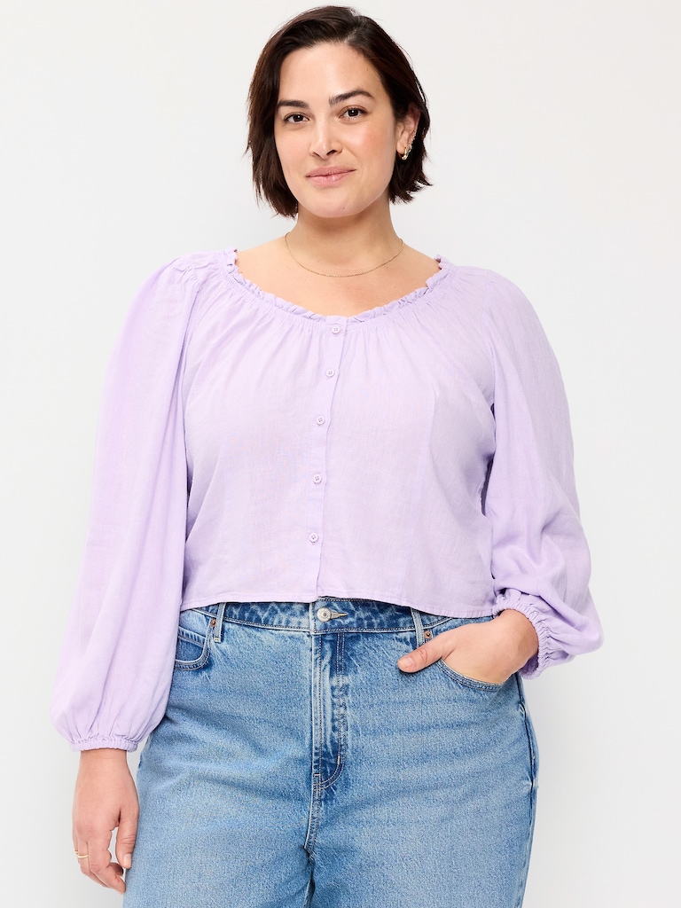 Long-Sleeve Button-Down Top