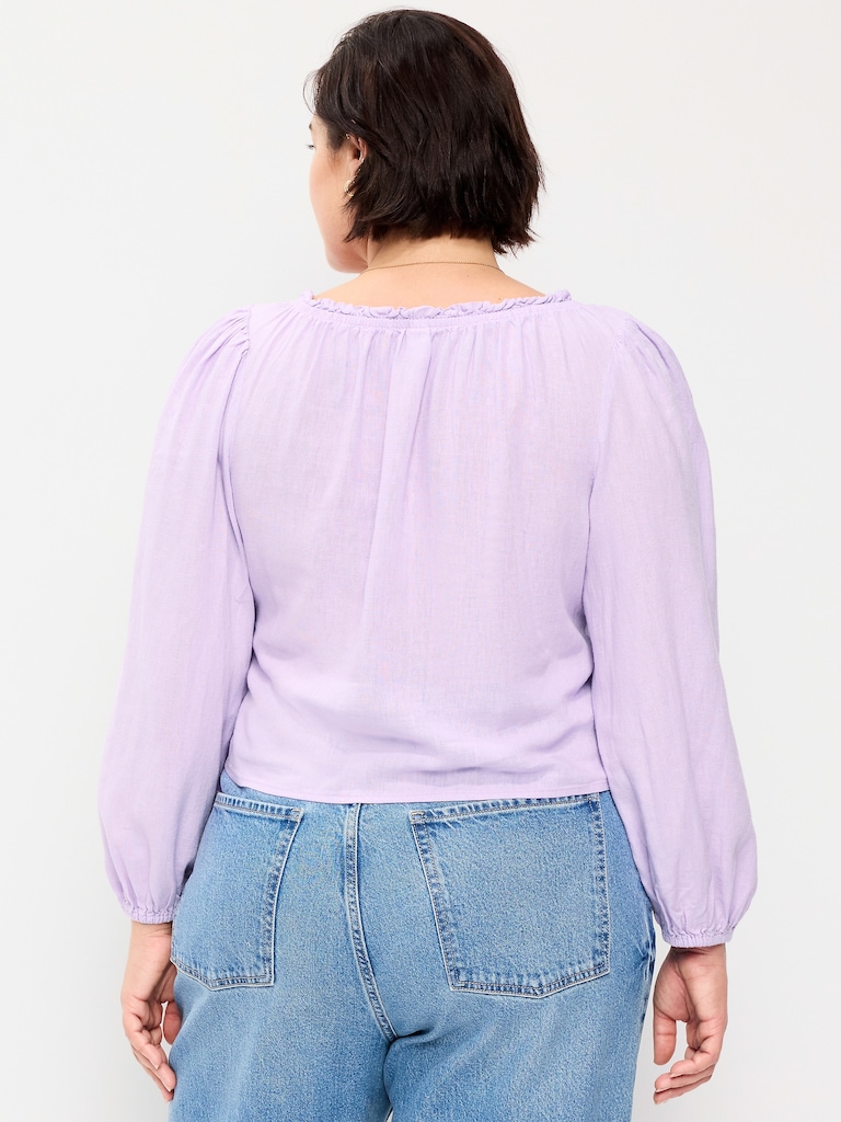 Long-Sleeve Button-Down Top