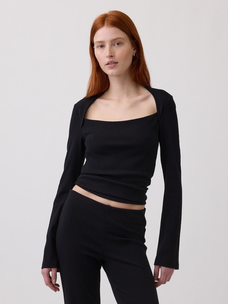 Modern Rib Envelope-Neck Top