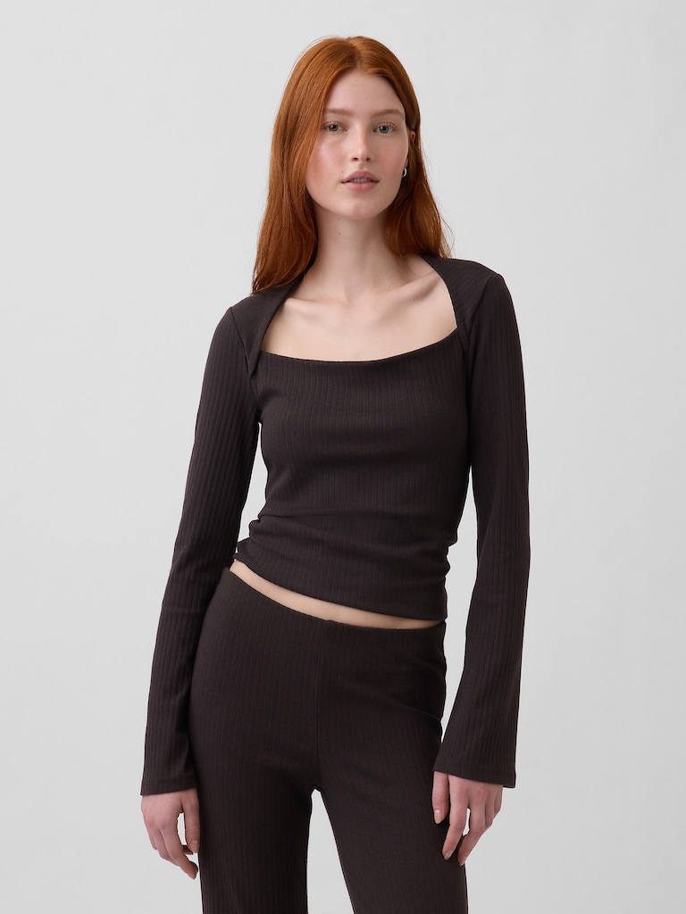 Modern Rib Envelope-Neck Top