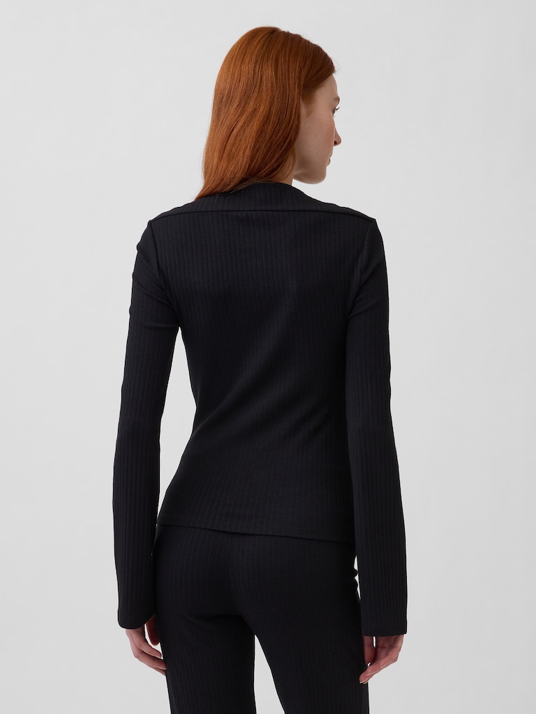 Modern Rib Envelope-Neck Top