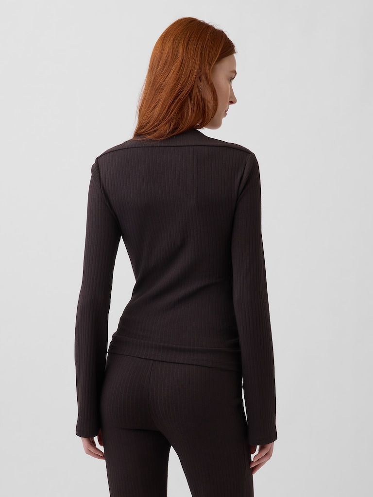Modern Rib Envelope-Neck Top