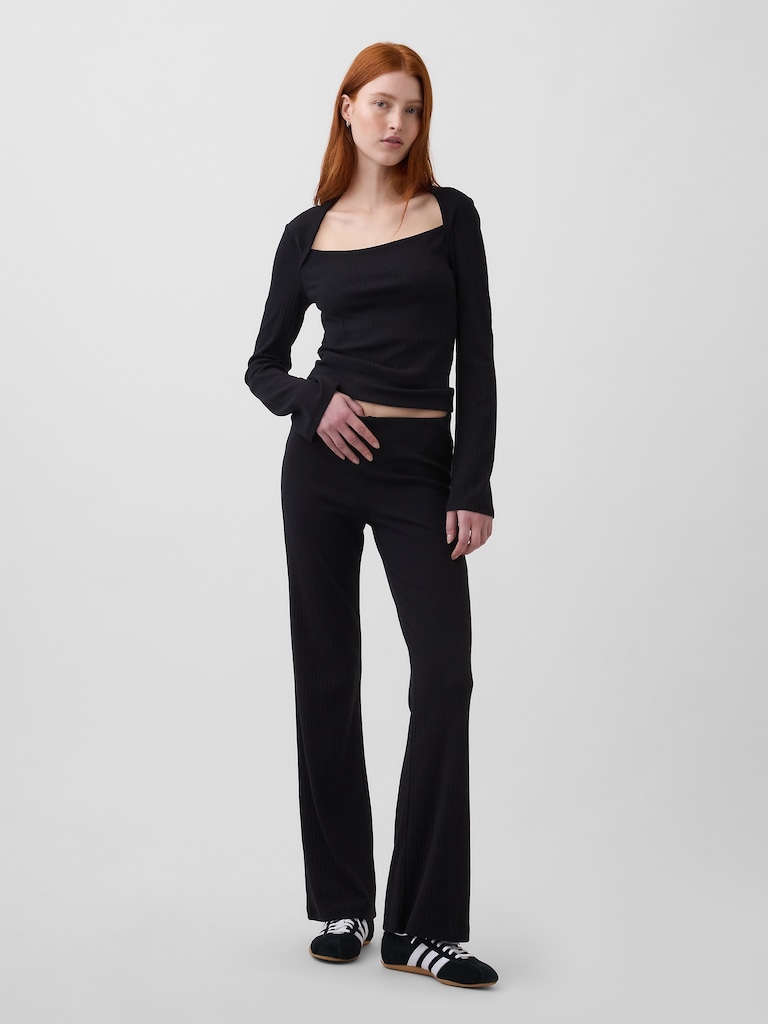 Modern Rib Envelope-Neck Top