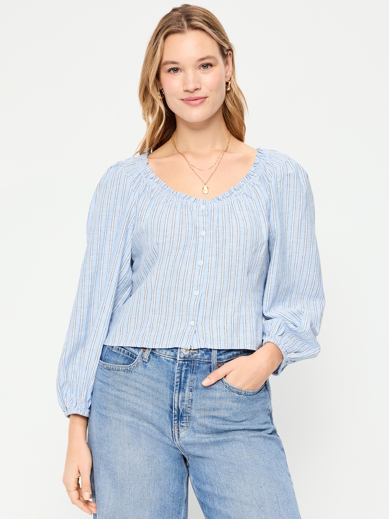 Long-Sleeve Button-Down Top