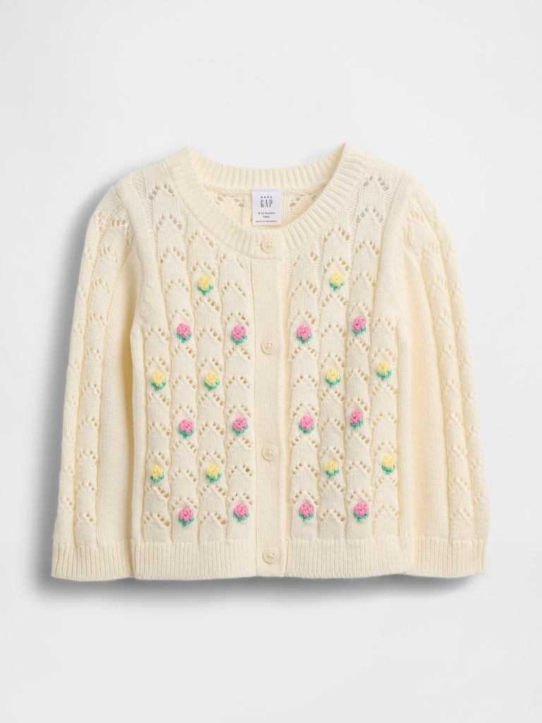 Baby Floral Pointelle Cardigan