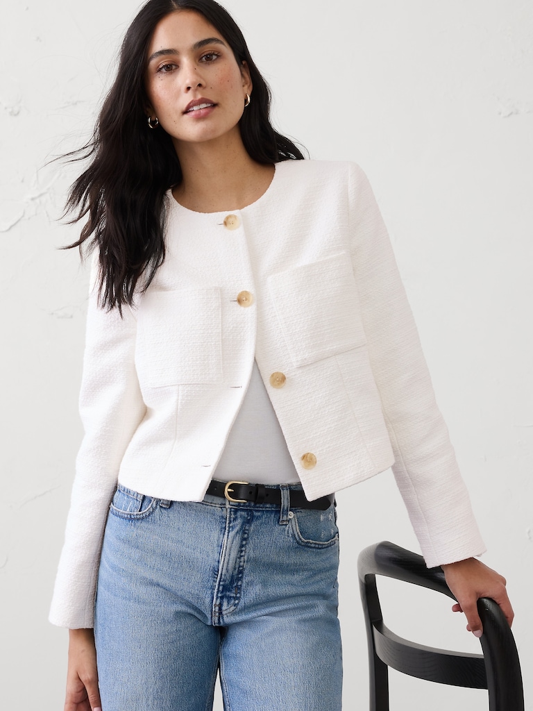 Collarless Suit Jacket