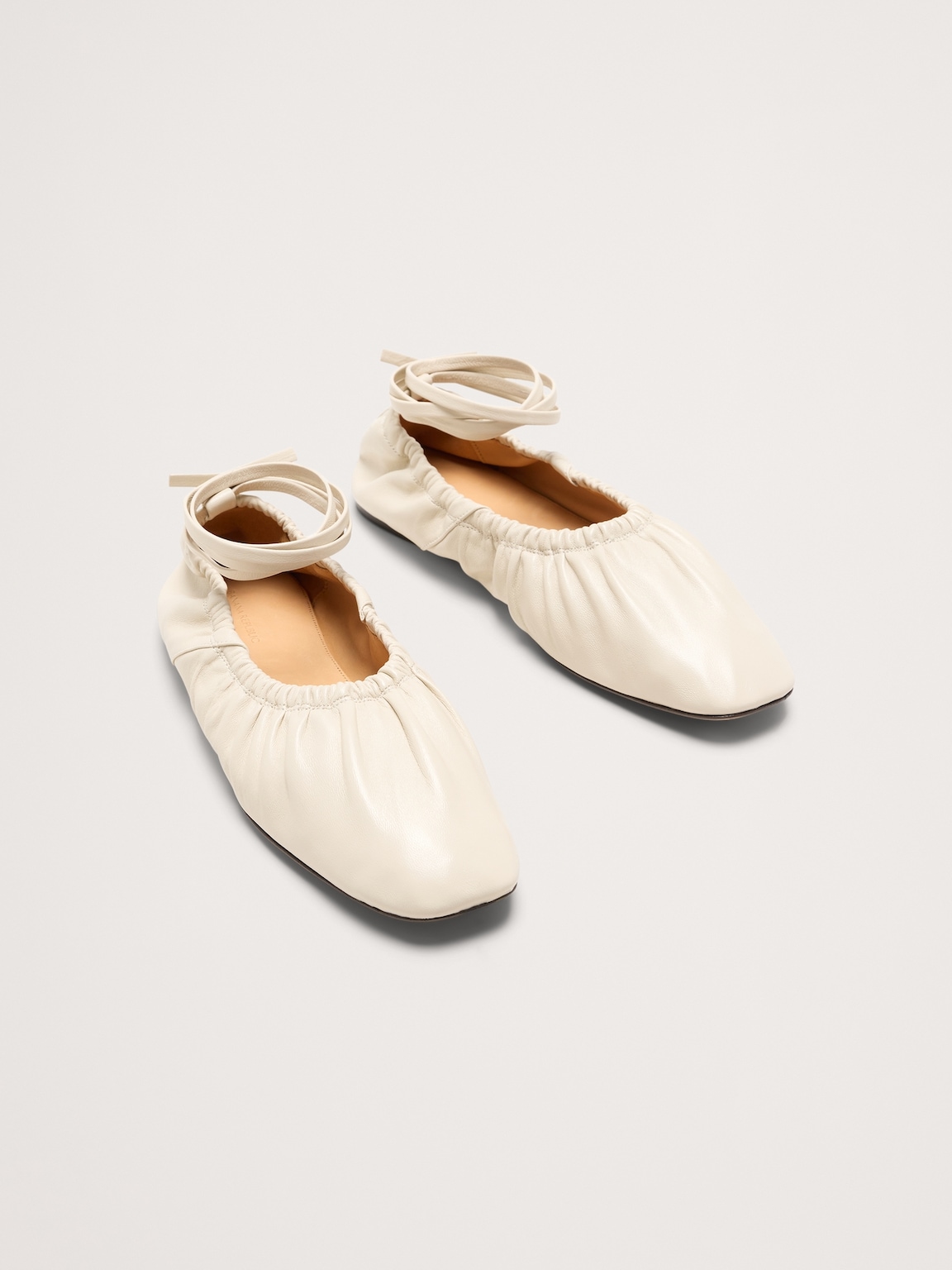 Ruched Leather Ballet Flat