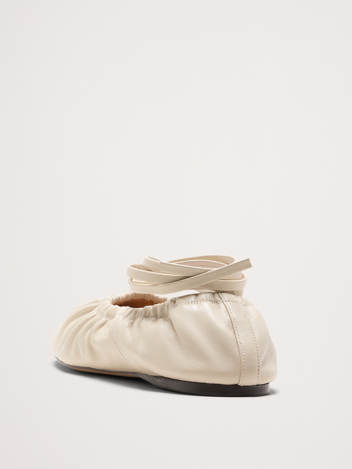 Ruched Leather Ballet Flat